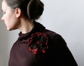 Rosewood Dahlia  -- Felt Flower Brooch -- Hand felted wool -- size Large