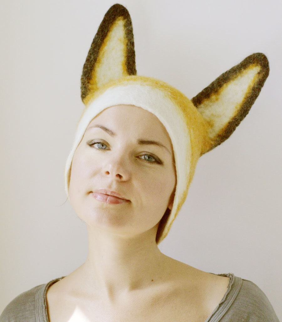 Fox Hat - Hand Felted Wool - Size Medium / Large