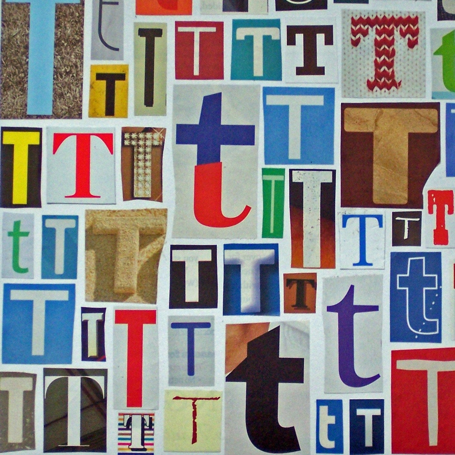 Letter T Art Print of Alphabet Collage Series by Bogate on Etsy