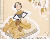 Autumn woman print...23/100...an 8 x 8 limited edition  archival print..the calling  by cori dantini