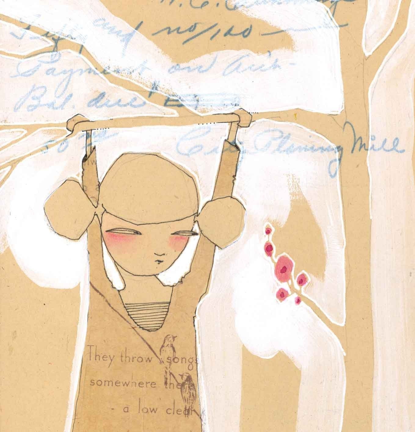 whimsical illustration of a girl seeing the world - inspirational portrait - art print - archival and limited edition print by cori dantini