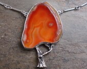 RESERVED ONLY - for kjsteh - Fall orange fire agate sterling silver tree necklace