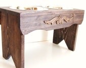 Large Dog Feeder Bowl Holder Elevated Pet Bowls Raised Feeding Dish Cabin Cottage Modern Country Espresso Brown