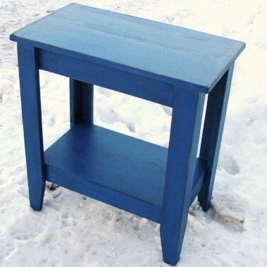 Entryway Foyer Table Wood Side Table Painted Furniture Cottage Chic French Country Monoco Blue