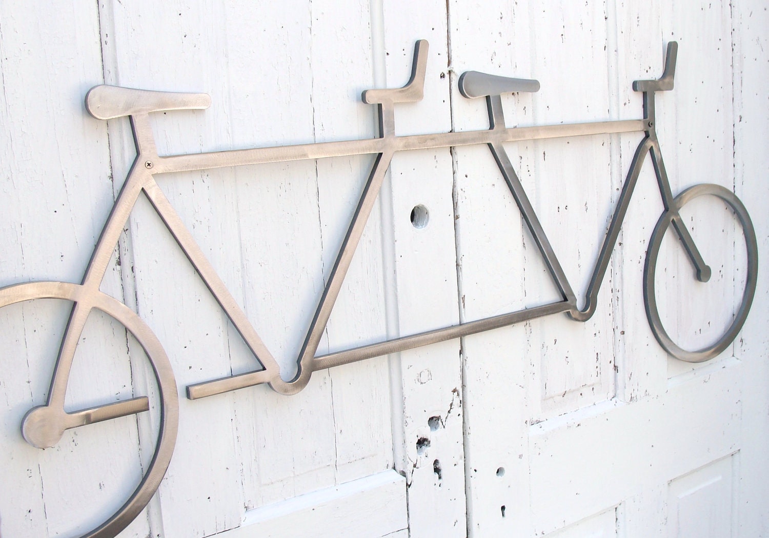 Metal Bike Wall Sign Tandem Bicycle Sculpture Modern Industrial Home Office Decor Wedding Gift 4.5ft long x 2ft tall