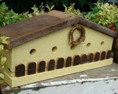 Yellow Bird House Rustic Old Barnwood Fence Sweet Country Charm Primitive Farm BirdHouse
