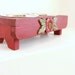 Cat Bowl Holder, Dog Bowl Holder, Elevated Dog Feeder, Cat Dish, Dog Dish, Red Cottage Chic French Country Red Flower Accent