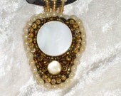 Sale Tiramisu Bead Embroidered Pendant Necklace