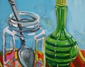 Imposter original mixed media painting by Polly Jones
