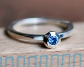 Sapphire engagement ring - recycled sterling silver - solitaire ring - unique engagement ring - september birthstone