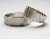 Modern, textured wedding band set, artisan metalsmith, sterling silver wedding rings, custom size
