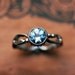 Blue topaz engagement ring - bezel solitaire - December birthstone - recycled sterling silver - swirl band ring - Wrought collection