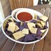 Small Red Clay Chip and Dip Serving Bowl with Black Glaze