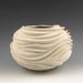 Carved Sculptural Ceramic Pottery Vessel: Creamy Porcelain
