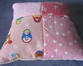 Buckwheat Hull Pincushion in Pink Flowers and Dolls
