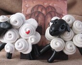 polymer clay sheep pin