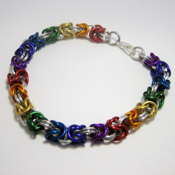 Rainbow byzantine bracelet