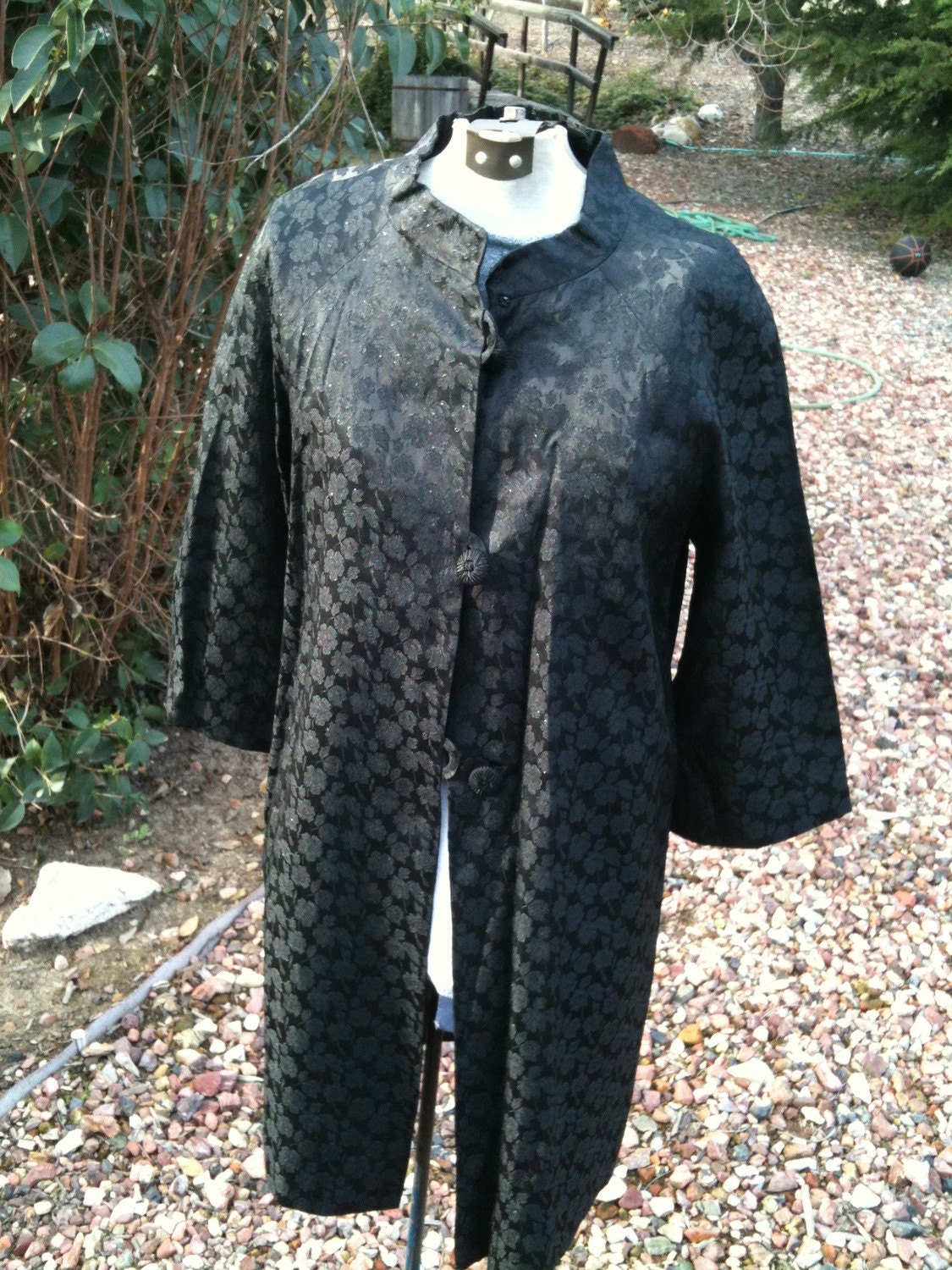Vintage formal black classic sixties swing coat Gothic Steampunk