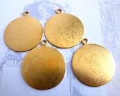 Large Raw Brass Circle Pad Pendants (4X) (M538)