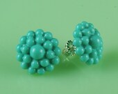 Vintage Turquoise Dotted Lucite Post Earrings
