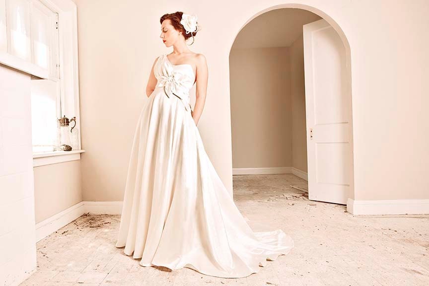 Aster Eco Silk/Hemp Wedding Gown, Cut Petal Motif