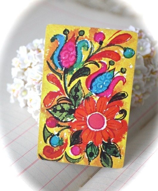 Vintage Playing Cards Spring Flowers with Yellow Background (Pack of 4)