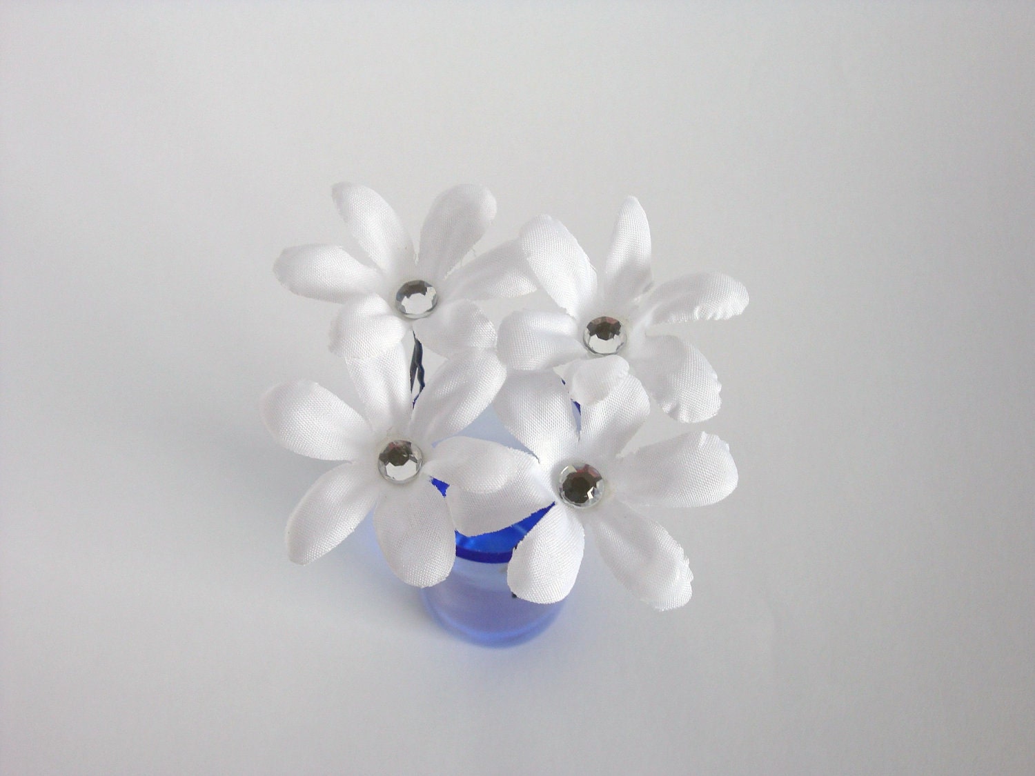 4 Snow White Bridal Flower Hair Pins / SALE