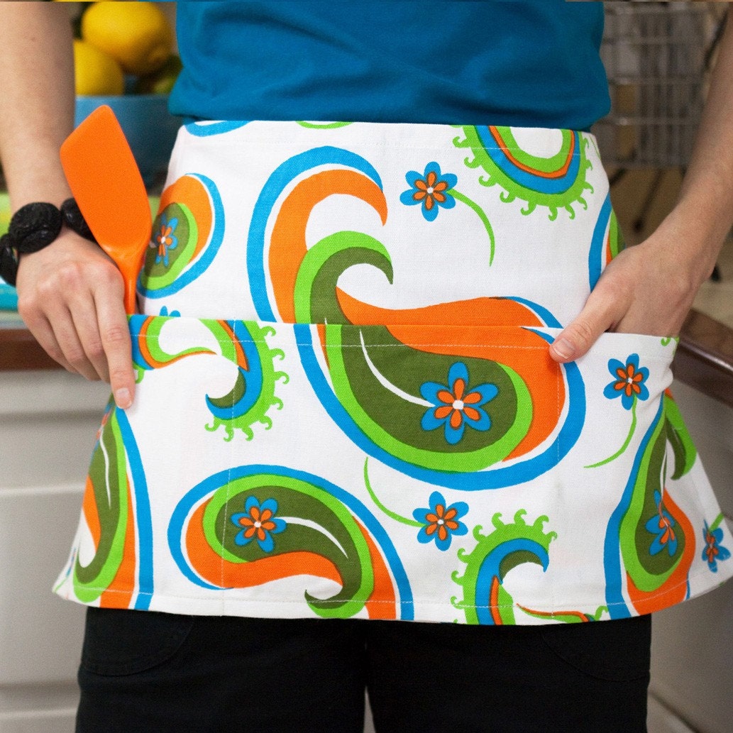 Paisley Waist Apron White
