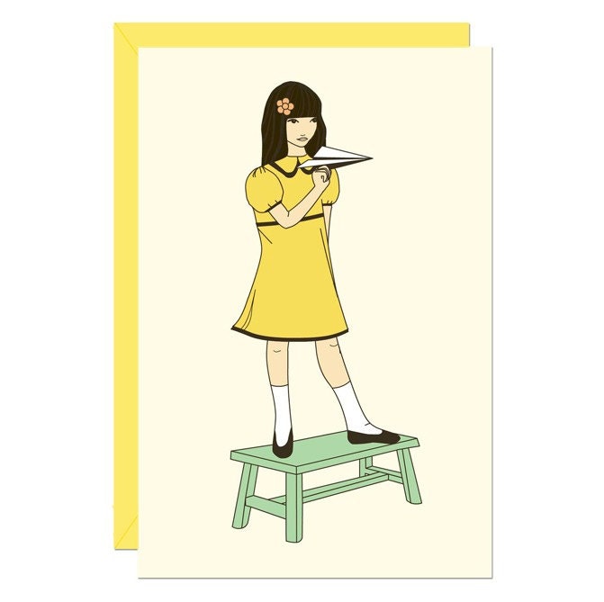 Set of 4 folded illustrated cards 