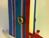 Journal Notebook Diary, hand bound with lined or blank paper for writing drawing, blue stripes, travel journal, art journal