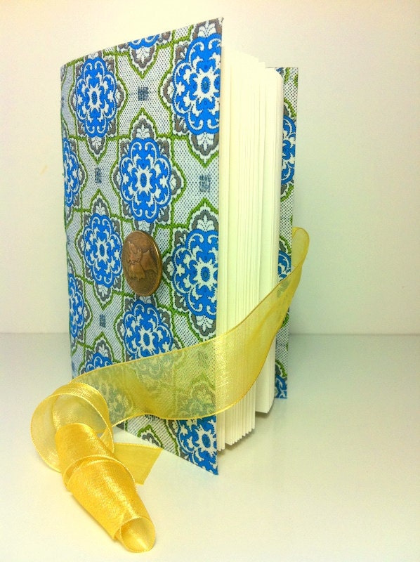 Journal Notebook Diary with lined paper for writing, Turquoise blue journal, Fabric Notebook, memory book, art journal, blank notebook,