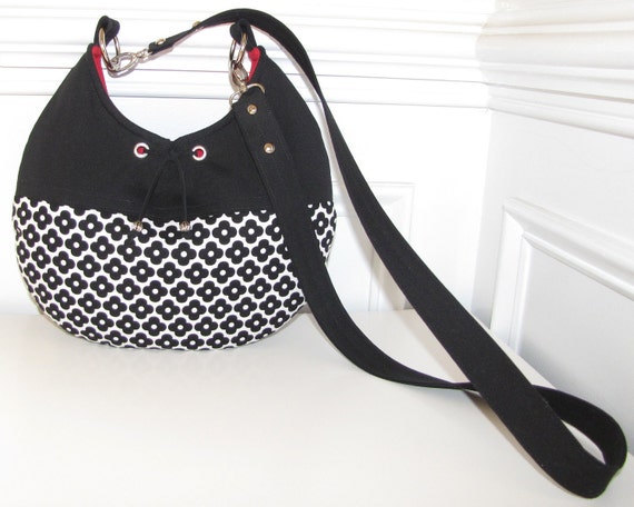 Crossbody Long Strap Sling Round Hobo Bag in Solid Black and Floral ...