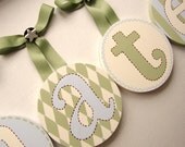 NEW BOUTIQUE Round Boy Green Blue Wood Wall Letters