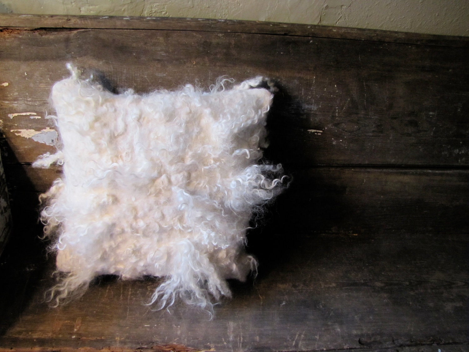 Handmade shaggy curly wool felt pillow