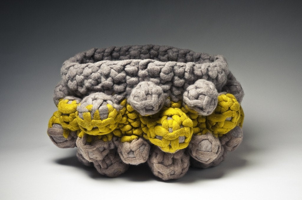 Knit felt anthropod vessel sculpture