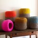 Wool felt knit pod vessel in hot pink and natural gray brown