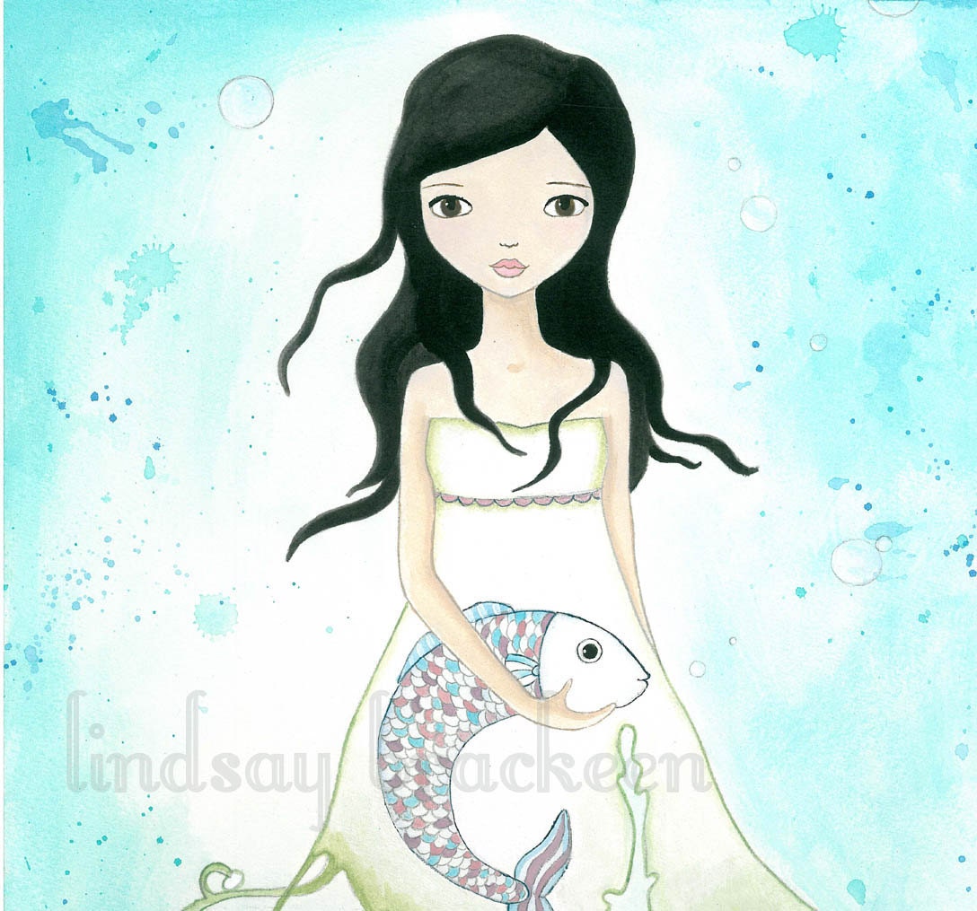 Fish Ocean Mermaid Pisces Art Print