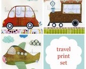 Plane Train Automobile Print Set