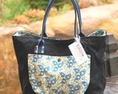 Classic Tote - Blue Clover Leaves SALE WAS 75 NOW 50