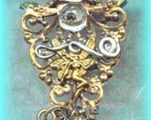 Spellworker Spiritual Steampunk(tm)/Triquetra Necklace/Tolkien/Elven/Skeleton Brass Key/Spellbound Gems(tm)/VALINOR FAIRY/Pendulum/Victorian Filigree/Citrine/Tiger's Eye/Talisman/Amulet/Celtic Spiral/Wicca/Pagan/The Hobbit/Goddess