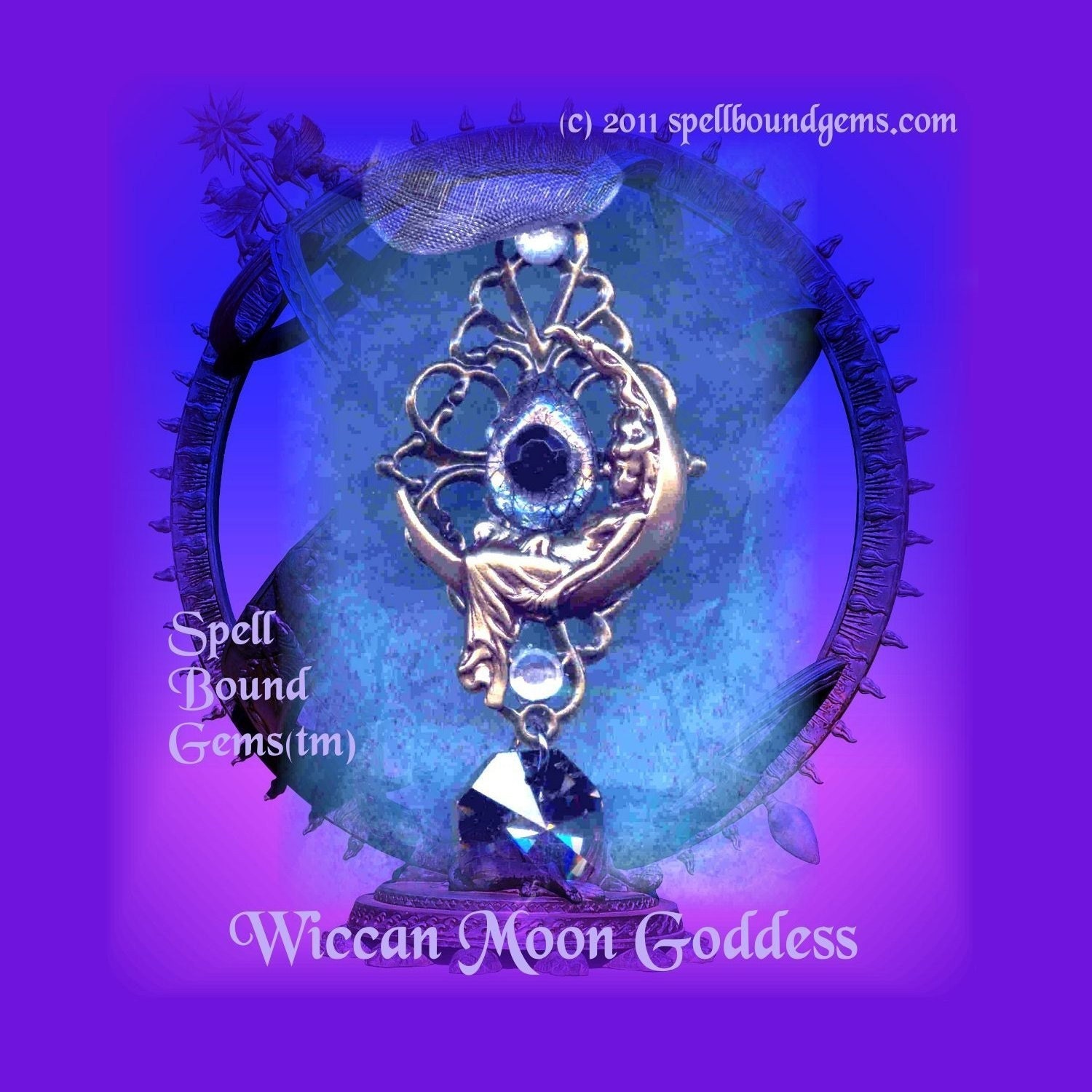 Spiritual Steampunk(tm)/ Wiccan Moon Goddess/ Custom Amulet/ Talisman/ Quartz/ Gold Leaf/ Custom Magic/ /Spell Bound Gems(tm)/ Pagan
