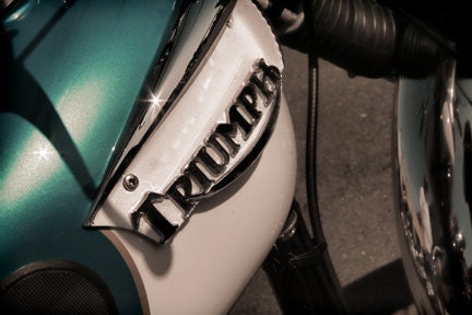 Vintage Aqua White Motorcycle Triumph Home Decor Digital Download Photograph Commercial Use