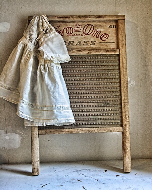 16x20 Print Vintage Antique Washboard Linen Laundry by LEXIBAGS