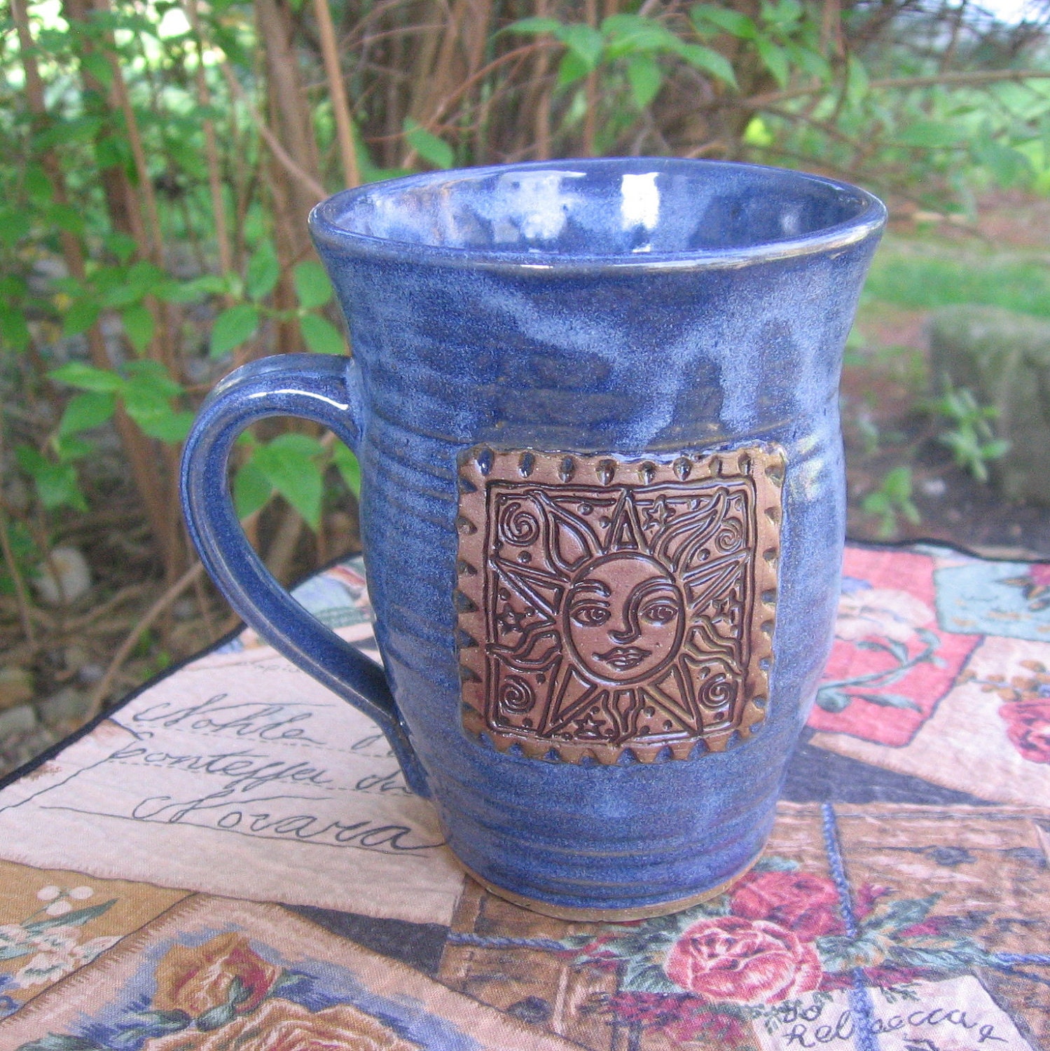 Blue Celestial Sun Face Mug