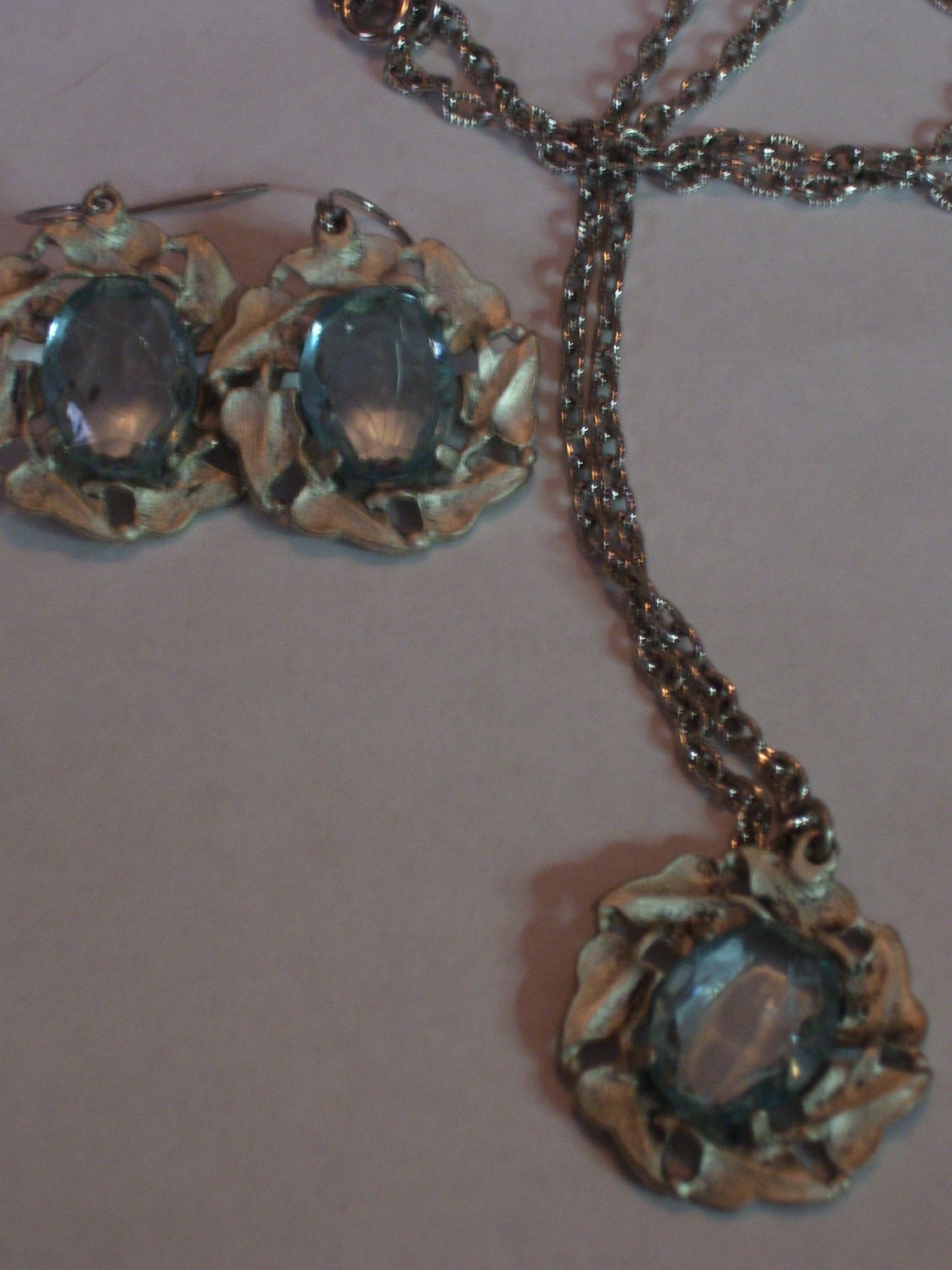 Baby blue  earrings and necklace set