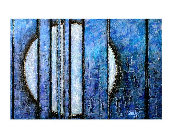 Solace : Contemporary Zen Moon, Geometric Astronomy - 8x10 Metallic Print