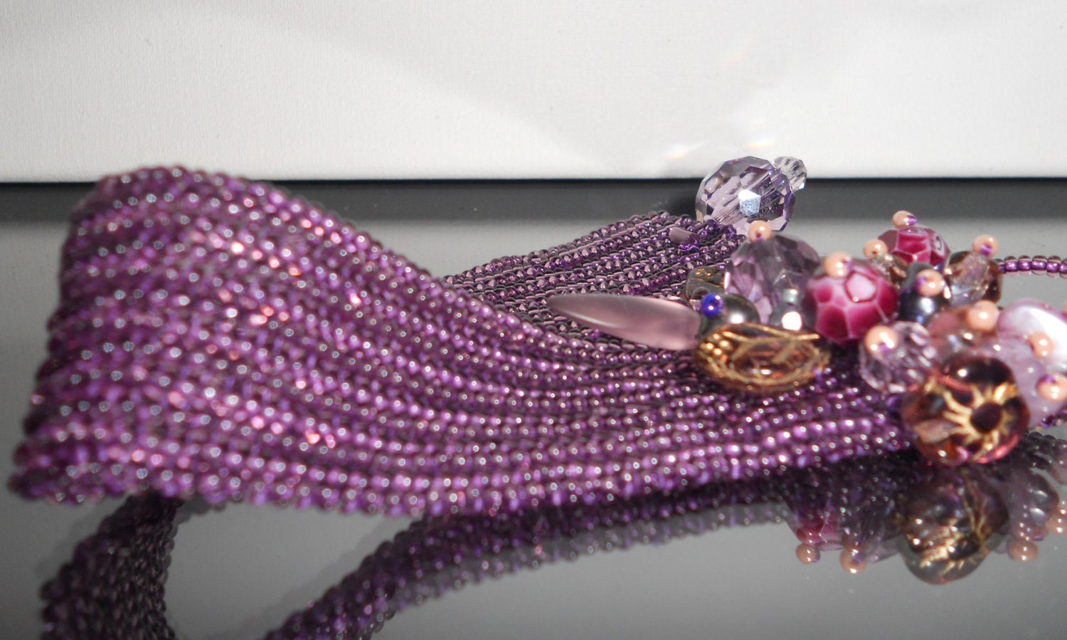 Beadwoven Plumlicious Bracelet purple plus vintage beads