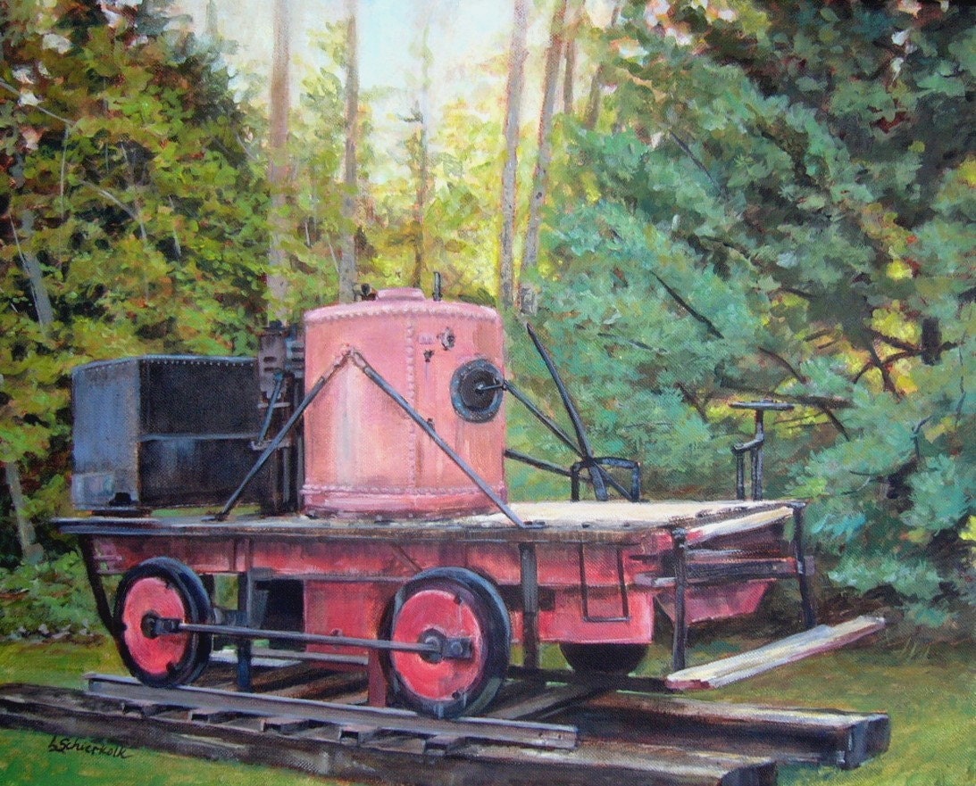 16x20 Original Painting - Mine Car Retired