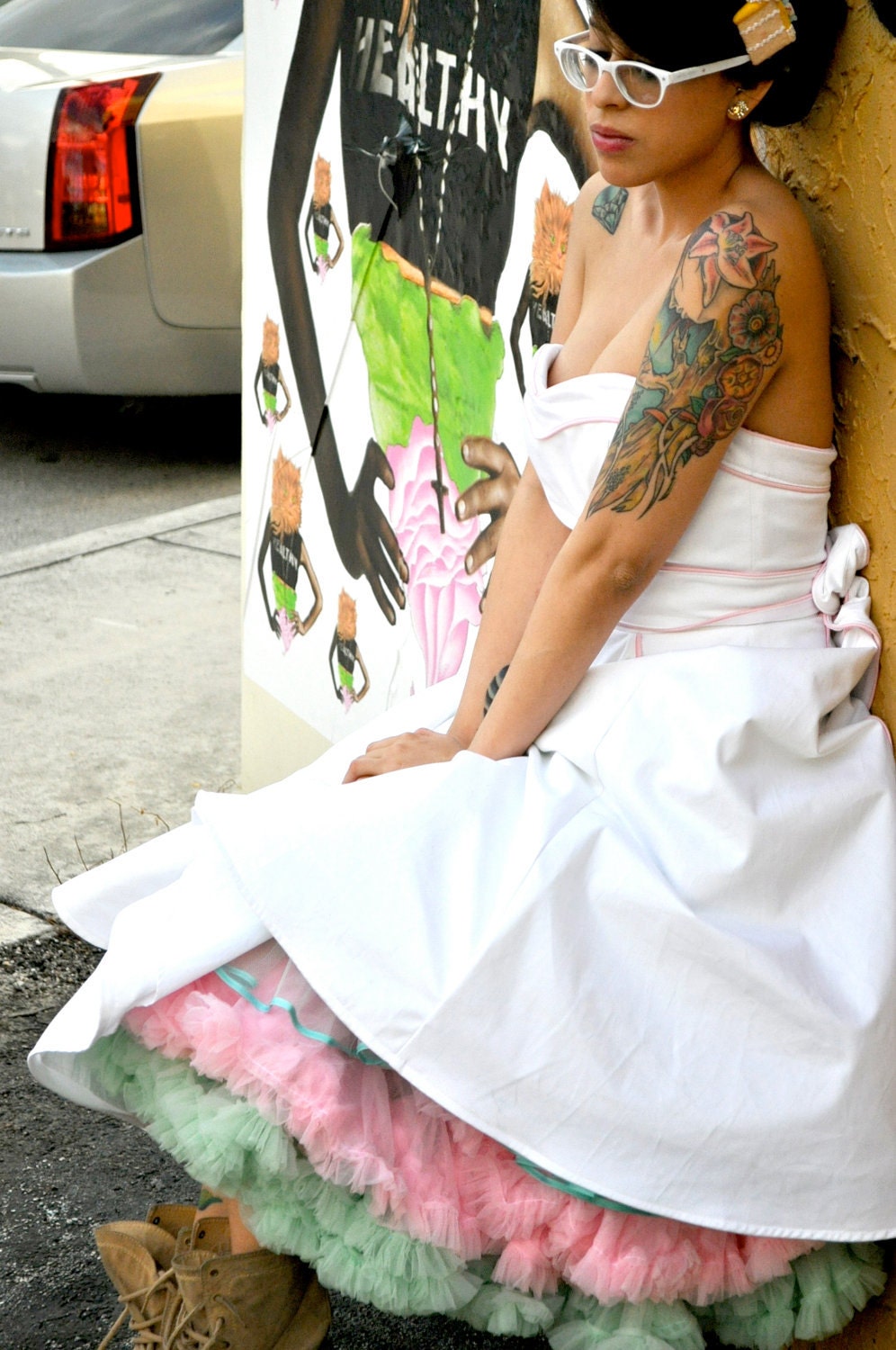 Stretch Cotton Sweetheart Wedding "Tesoro" Dress-----------------No Boning or padding