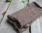 Knit Fingerless Gloves, Earth Brown Tweed for Women and Men